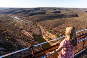 View from the Kalbarri Skywalk platform over Murchison River Gorge