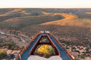 Aerial view of Kalbarri Skywalk over the Murchison River Gorge