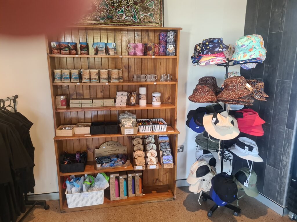 Gift shop at Kalbarri Skywalk with souvenirs and clothing